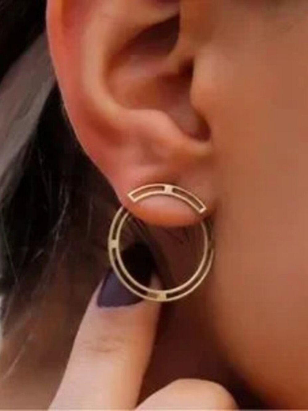 Gold Geometric Hollow Hoop Earrings